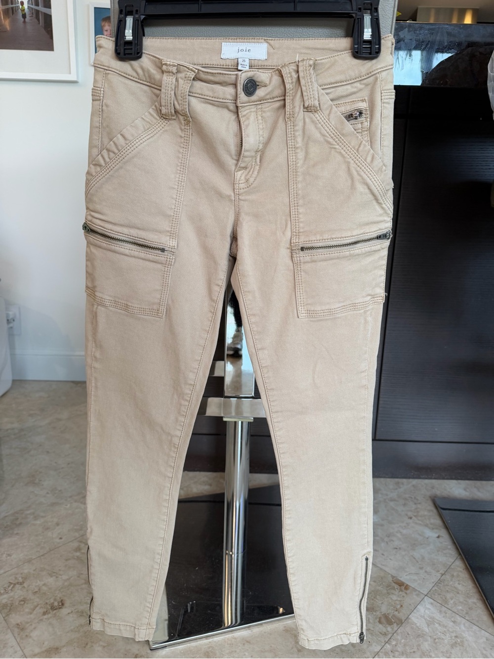 Joie Park Skinny Cargo Pants Ankle and Pocket Zippers